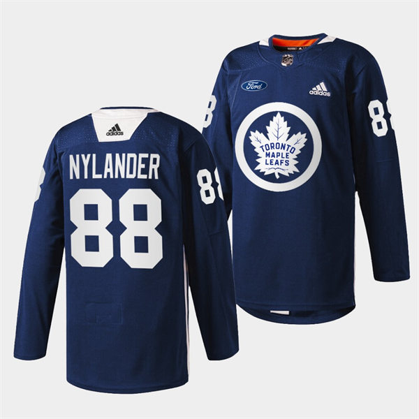 Men's Toronto Maple Leafs #88 William Nylander adidas Navy Primary Logo Warm Up Jersey